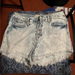 Button up jean shorts